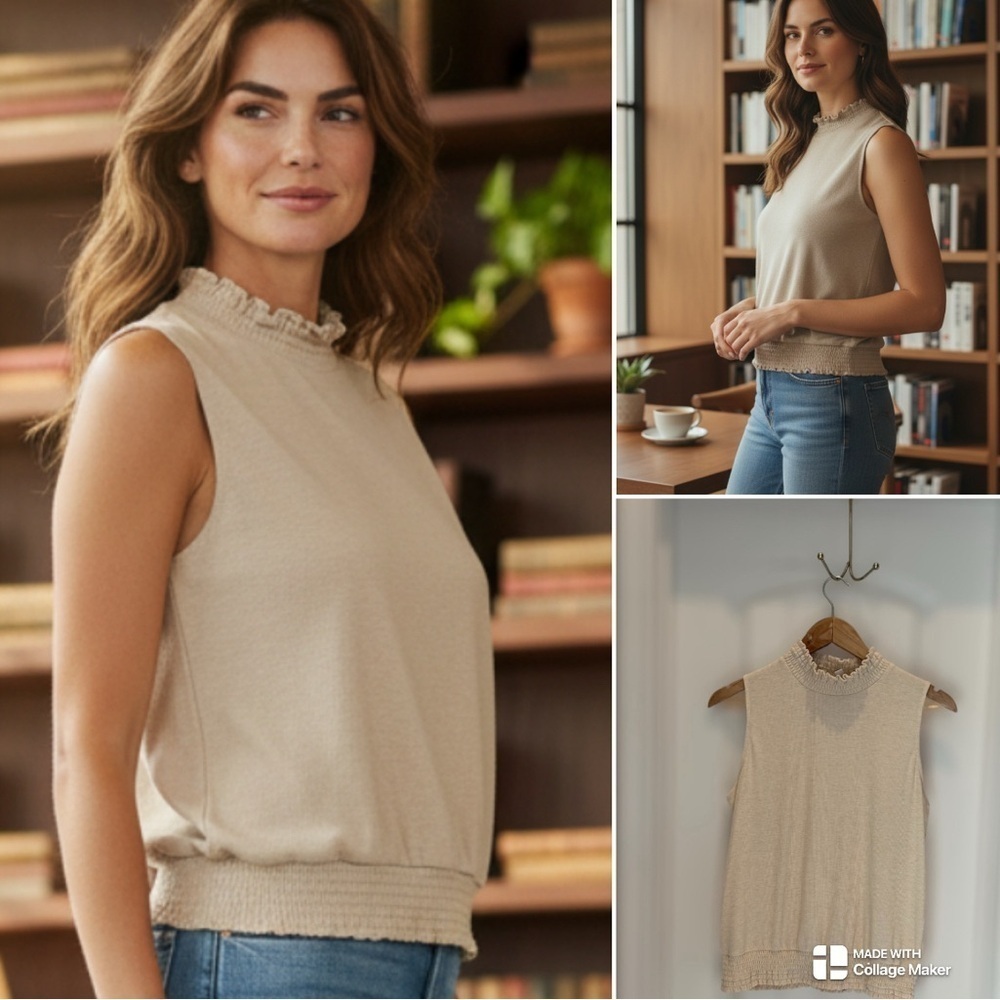 Evereve ruffle neck tank